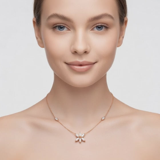 1.05 Ct Marquise Cut Diamond Chain Necklace VS1 D-F White Gold 14k