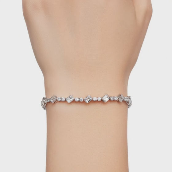 4.78 Carat Emerald Cut Diamond Tennis Bracelet VS1 D F White Gold 14k