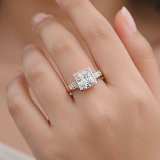 Emilia 4.5 Carat Princess Cut Trilogy 3 Stone Engagement Ring