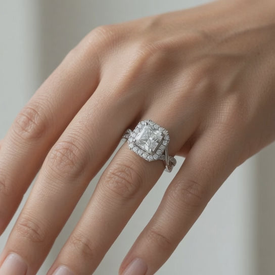 Isadora 4.4 Carat Radiant Cut Halo Pave Engagement Ring