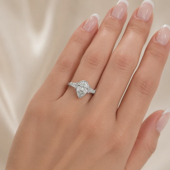 Emilia 2.5 Carat Pear Cut Trilogy 3 Stone Engagement Ring