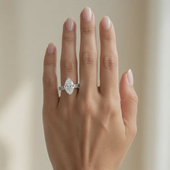 Daria 3.75 Carat Marquise Cut Pave 6 Prong Engagement Ring