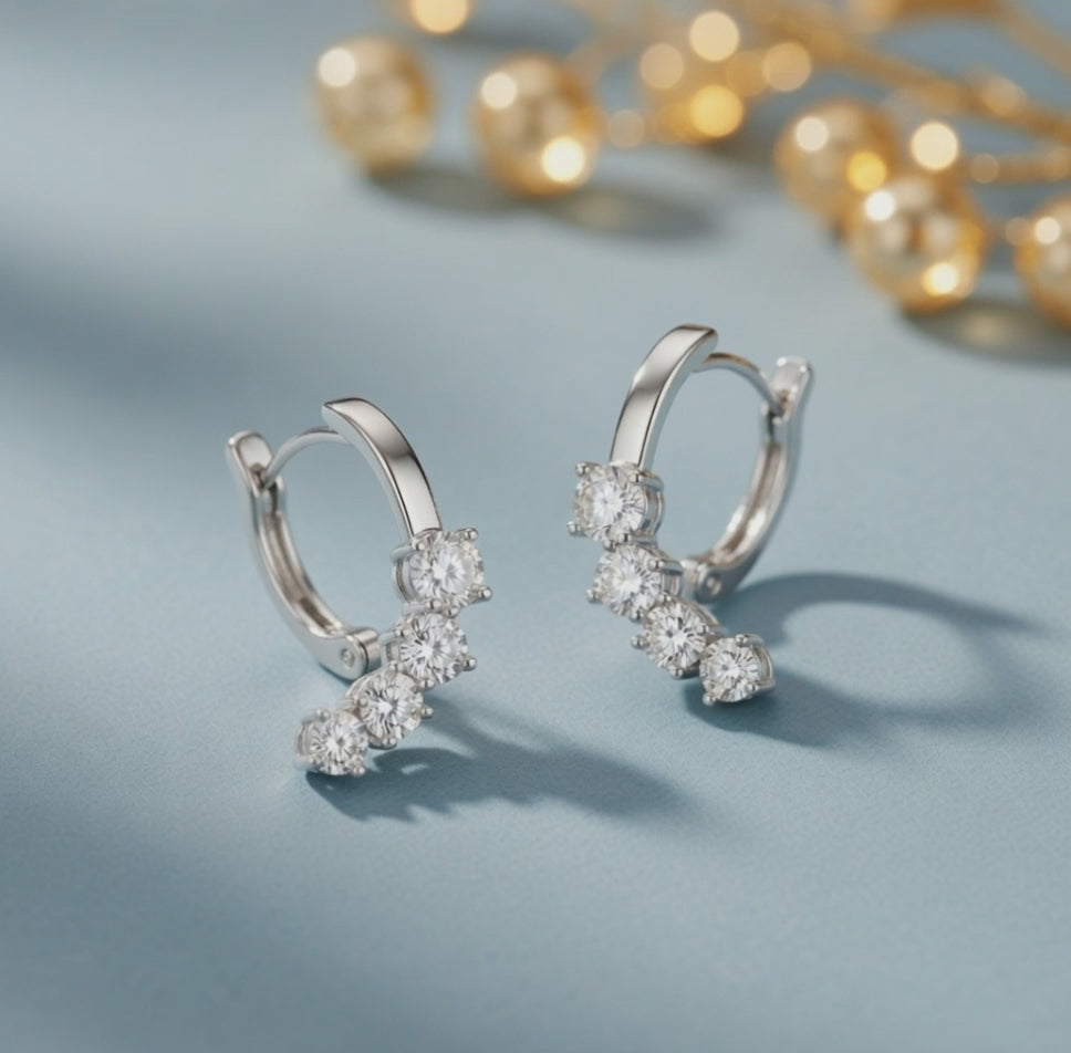 1.65 ct Round Cut Climber Prong Butterfly Diamond Earrings VS1 D White Gold 14k