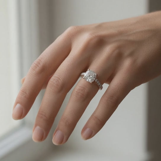Karina 4.3 Carat Cushion Cut Pave 6 Prong Engagement Ring