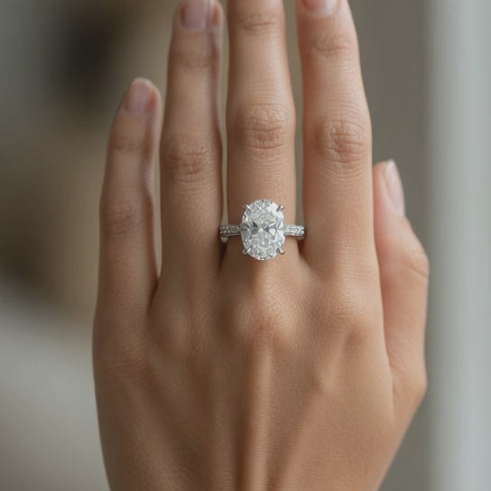 Federica 4.4 Carat Oval Cut 4 Prong Engagement Ring
