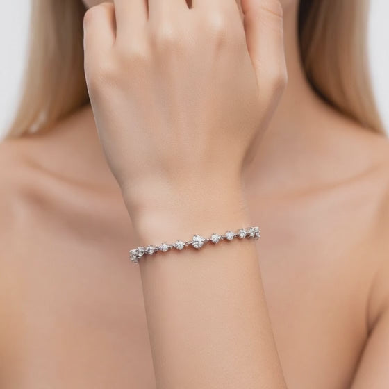 1.73 Carat Round Cut Diamond Chain Bracelet VS1 D F White Gold 14k