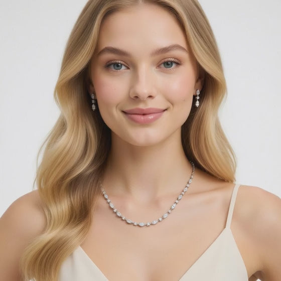 5 Ct Marquise Pear Round Cut Diamond Chain Necklace VS1 D-F White Gold 14k