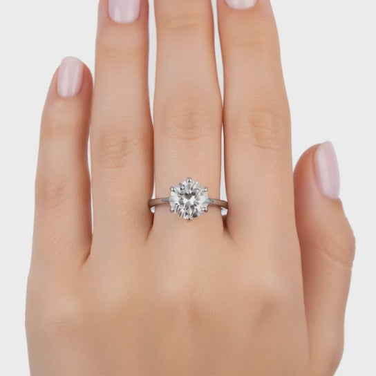 Cora 1 ct Lab Grown Round Cut Classic 6 Prong Diamond Engagement Ring