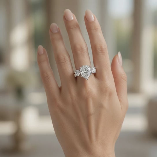 Hana 1.2 Carat Pear Cut 3 Stone Engagement Ring
