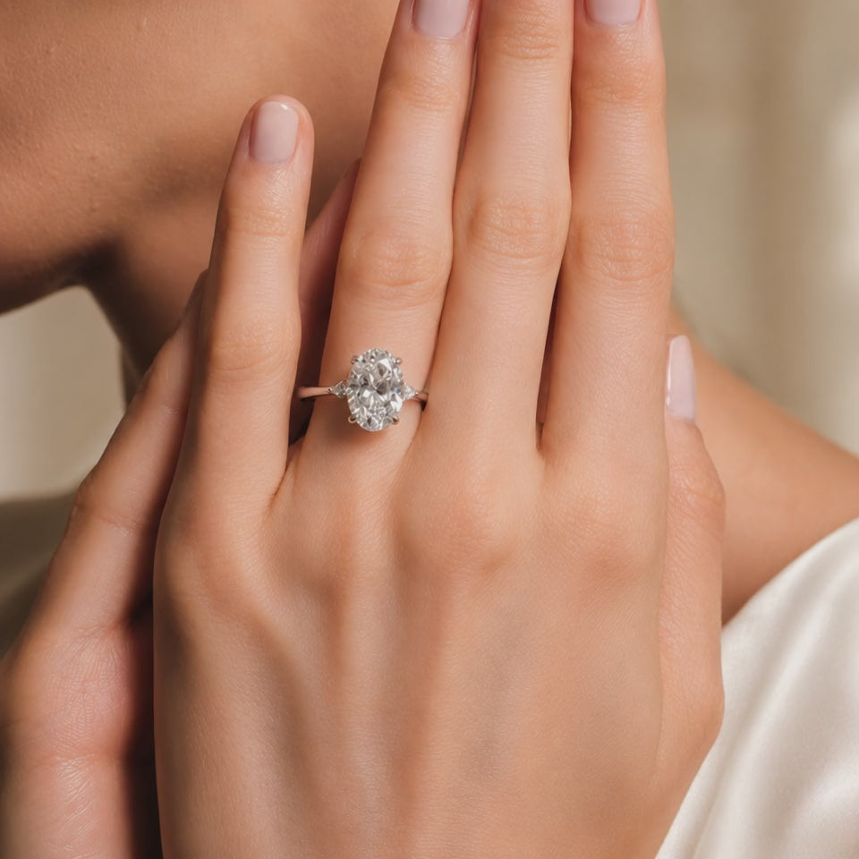 2.00 CT Aria Contoured Lab-Grown Diamond 2PCS Bridal Set in 14K White Gold – Three-Stone Matching Wedding Ring Design