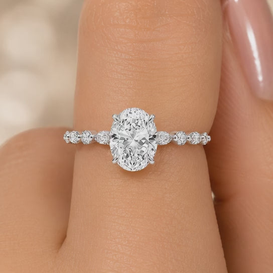 2.50 CT Versailles Lab-Grown Diamond Hidden Halo Engagement Ring in 14K White Gold – Luxury Cathedral Design