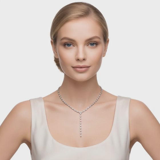 6 Ct Marquise Cut Diamond Lariat Necklace VS1 D-F White Gold 14k
