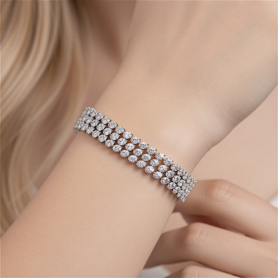 12.28 Carat Pear Cut Diamond Tennis Bracelet VS1 D F White Gold 14k