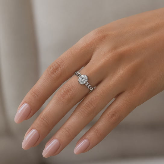 1.00 CT Lab-Grown Diamond Fashion Ring in 14K White Gold (D–F / VS1–VS2)