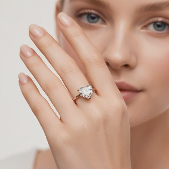 3 Carat VS1 D Lab Grown Diamond Solitaire Heart Ring