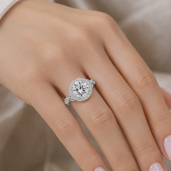Ada 1.35 Carat Cushion Cut Halo Pave Engagement Ring
