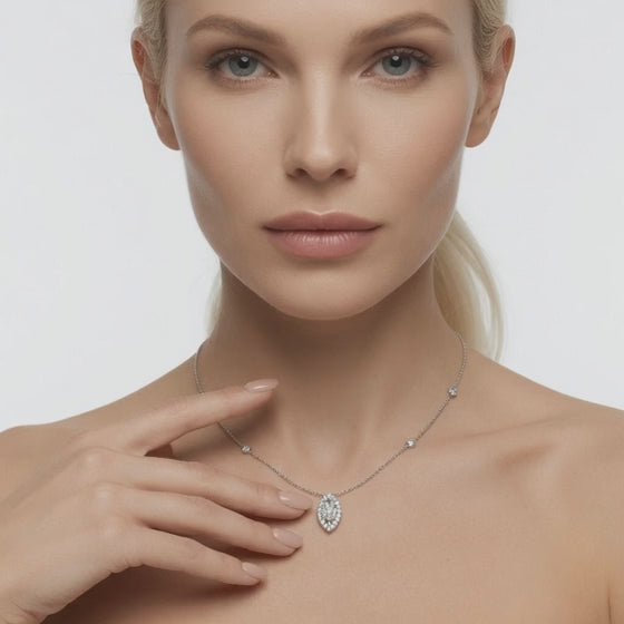 0.8 Ct Round Marquise Cut Diamond Chain Necklace VS1 D-F White Gold 14k