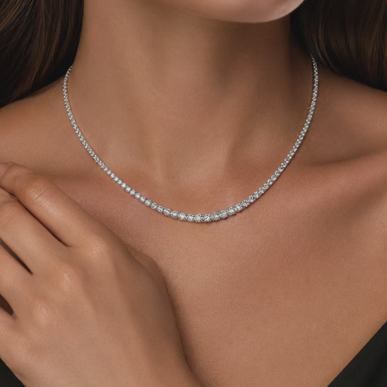 6.5 Ct Round Cut Diamond Tennis Necklace VS1 D-F White Gold 14k