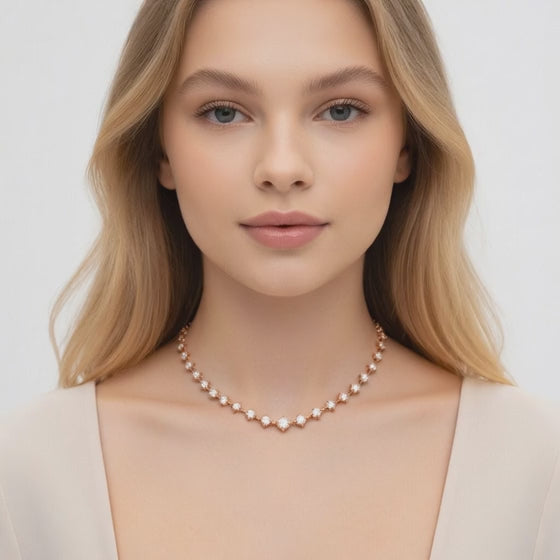 6.8 Ct Round Cut Diamond Tennis Necklace VS1 D-F White Gold 14k