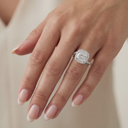 Paloma 1.35 Carat Cushion Cut Pave Halo Engagement Ring