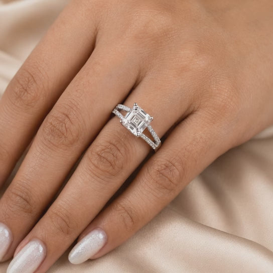 2.00 CT Asscher Cut Lab-Grown Diamond Solitaire Engagement Ring in 14K White Gold – Classic Bridal Design