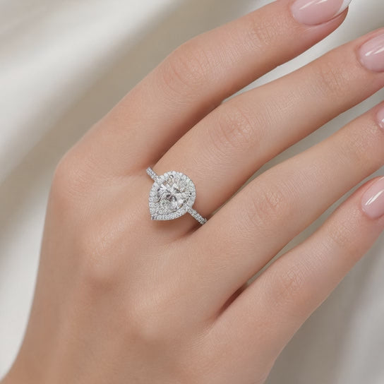 Isadora  Pear Cut Halo Pave Engagement Ring