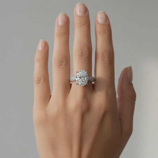 Valentina 2 Carat Oval Cut Solitaire Tapered Milgrain Engagement Ring