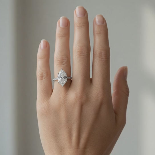 Ginevra 2.2 Carat Marquise Cut Tapered Engagement Ring