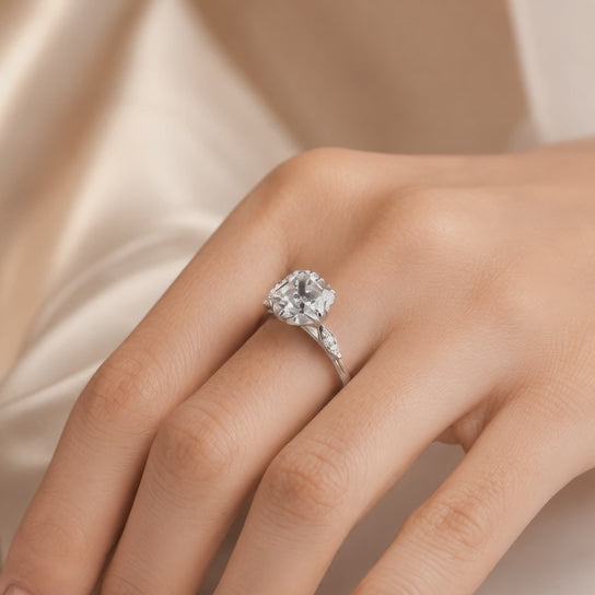 3.50 CT Asscher Cut Lab-Grown Diamond Solitaire Engagement Ring in 14K White Gold – Vintage Decorative Prong Design
