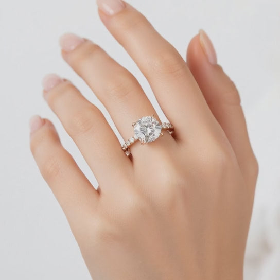 Lavinia 3.35 Carat Round Cut Side Stone 4 Prong Engagement Ring