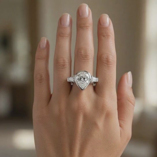 Emilia 2.5 Carat Pear Cut Trilogy 3 Stone Engagement Ring