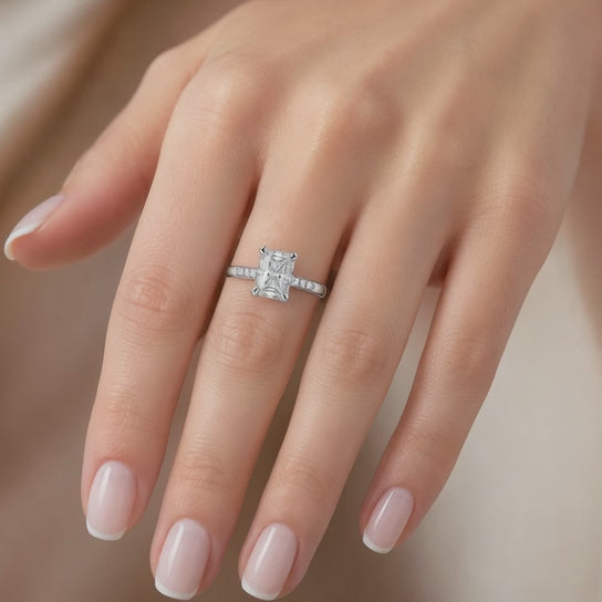 Federica 3.4 Carat Emerald Cut 4 Prong Engagement Ring