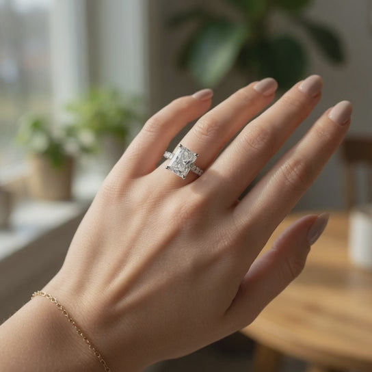 Karina 1.3 Carat Radiant Cut Pave 6 Prong Engagement Ring