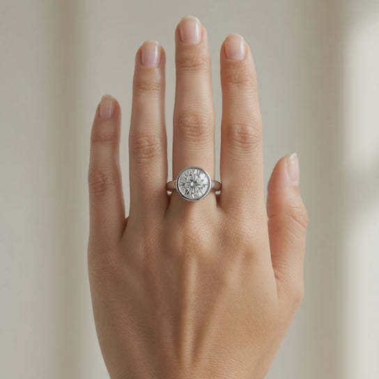 Xenia 1.15 Carat Round Cut Halo Pave Solitaire Engagement Ring