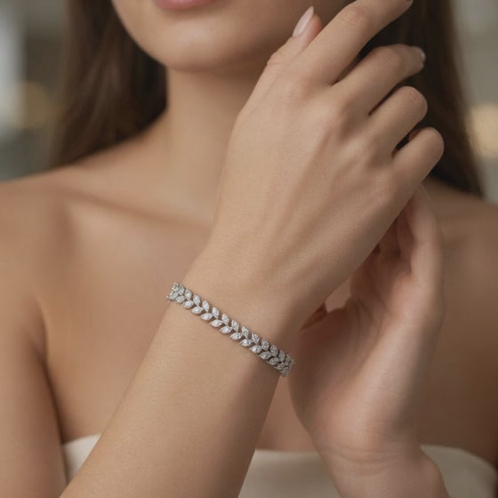 8.16 Carat Marquise Cut Diamond Tennis Bracelet VS1 D F White Gold 14k