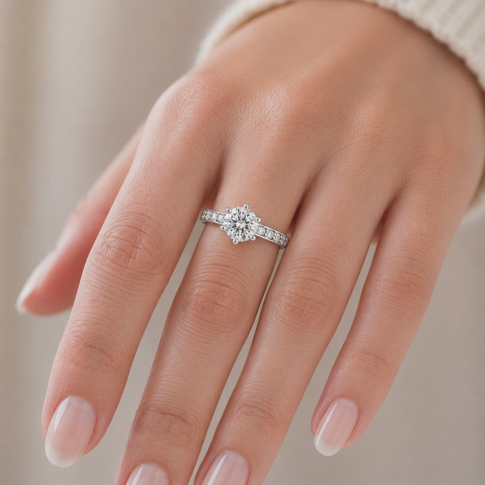 Mia 2.44 ct Lab Grown Round Cut Pave 6 Prong Diamond Engagement Ring