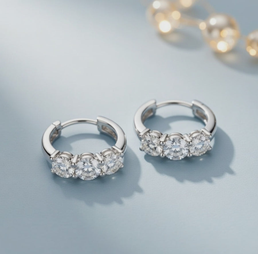 1.47 ct Round Cut Hoop Prong Hinged Diamond Earrings VS1 D White Gold 14k