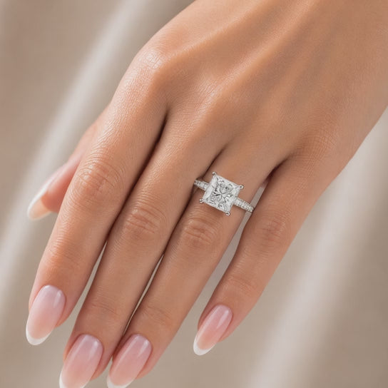 Martina 4.75 Carat Princess Cut Pave Engagement Ring