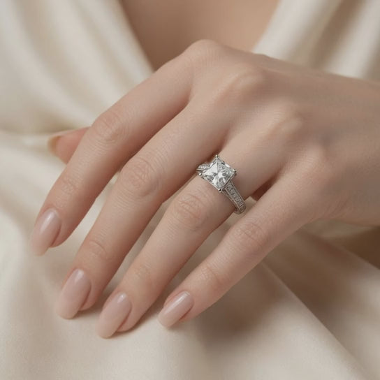 Martina 4.75 Carat Princess Cut Pave Engagement Ring