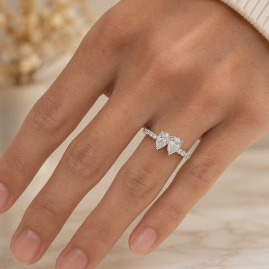 1.25 CT Two-Stone Lab-Grown Diamond Fashion Ring in 14K White Gold (D–F / VS1–VS2)