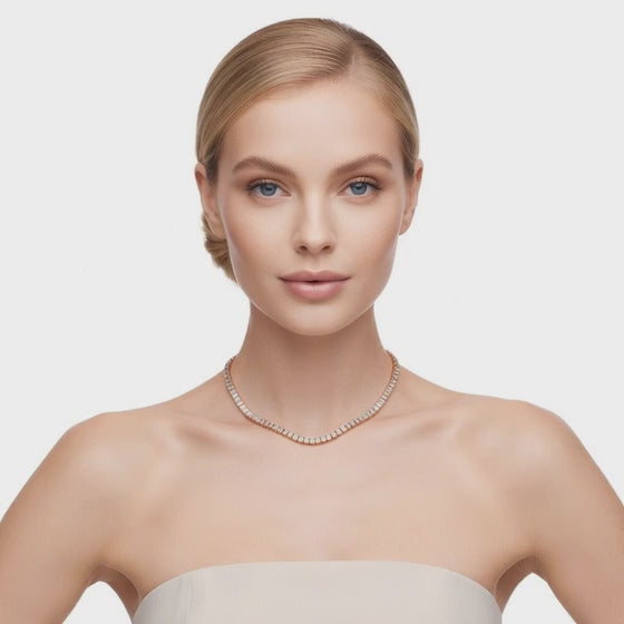 9.65 Ct Emerald Cut Diamond Tennis Necklace VS1 D-F White Gold 14k