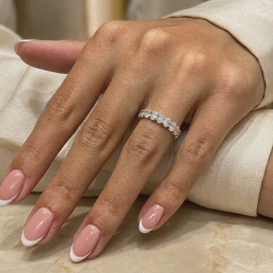 1.09 CT Lab-Grown Diamond Half Eternity Ring in 14K White Gold (D–F / VS1–VS2)