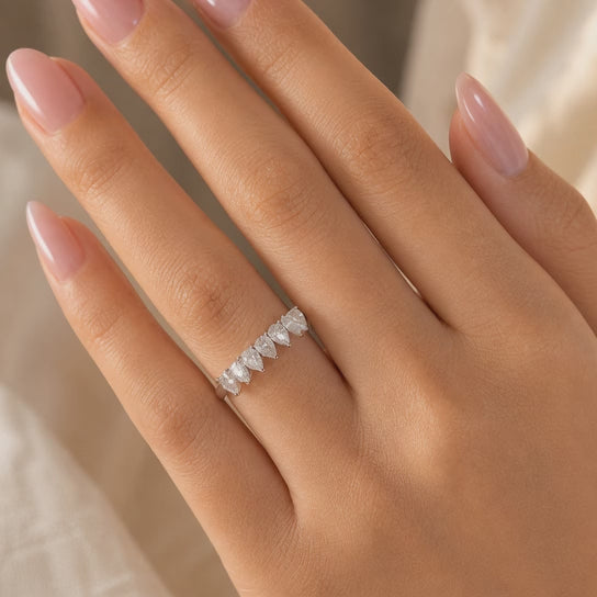 14K White Gold Lab-Grown Diamond Half Eternity Fashion Ring (1.15 CTW – D–F / VS1–VS2)
