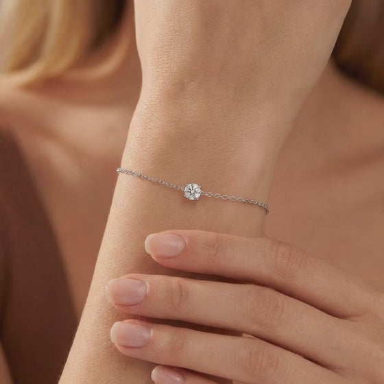 0.55 Carat Oval Cut Diamond Chain Bracelet VS1 D F White Gold 14k
