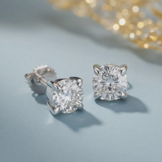 3 Ct Cushion Cut Basket Stud Diamond Earrings VS1 D Screw Back