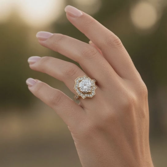Amalia 2.5 Carat Oval Cut Halo Pave Engagement Ring