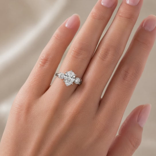 VS1 D Lab Grown Diamond Trilogy Pear Ring