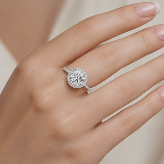 Isadora 3.4 Carat Round Cut Halo Pave Engagement Ring