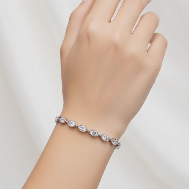 4.25 Carat Marquise Cut Diamond Tennis Bracelet VS1 D F White Gold 14k