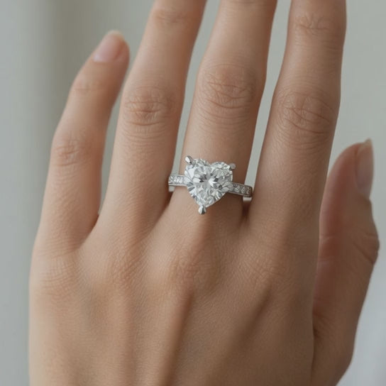4.4 Carat VS1 D Lab Grown Diamond Pave Heart Ring